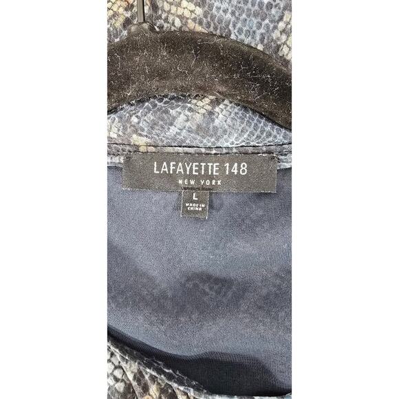 Lafayette 148 100% silk Snake Skin Pattern long sleeve blouse size 14 large - Picture 9 of 10